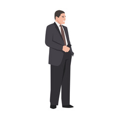 Obraz na płótnie Canvas standing businessman character flat vector illustration isolated on white background