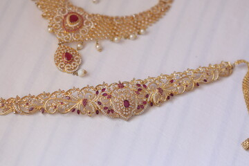 pearl necklace on a fabric