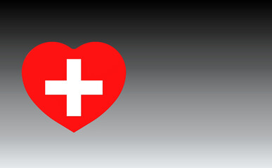 Obraz premium 3D rendering. 3D image. red heart with a white cross on a black and white background