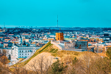 View of Vilnius from the hill of Three Crosses point of view to the  Vilnius City.