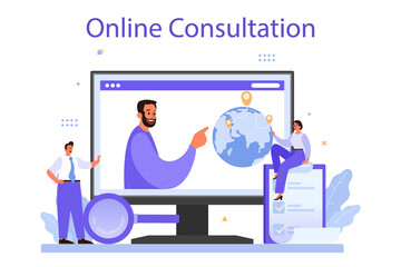 Business scaling online service or platform. Franchise business expansion