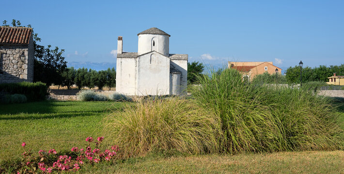 Church of Holy Cross in historical town Nin, North Dalmatia in Croatia. Famous travel landmark.