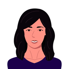 Portrait of a beautiful woman, brunette young model, girl on a white background, illustration isolated