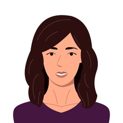 Portrait of a beautiful woman, brunette young model, girl on a white background, illustration isolated