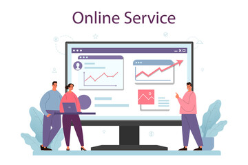 Interaction of departments online service or platform. Business teamwork