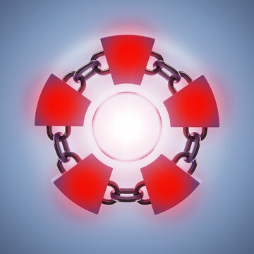red glowing blockchain ring symbo