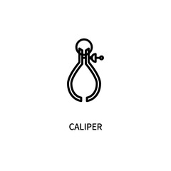 Caliper icon. External internal measurement. Thickness, depth. Drawing a circle. For various types of business and production. Vector sign in a simple style isolated on a white background. 64x64 pixel