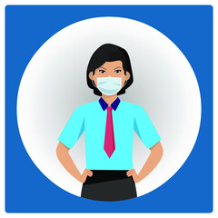 Vector illustration for Office Girl use Face Mask EPS10