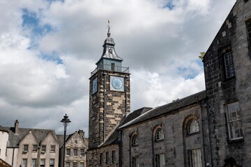 Fototapeta premium The townscape or Stirling town in Scotland with the clock tower of Tolbooth