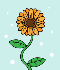 Sunflower doodle, a hand drawn doodle of a sunflower flower.