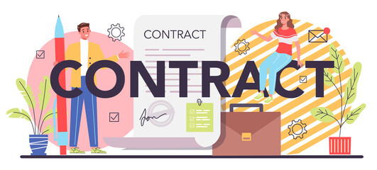 Contract typographic header. Business planning and development