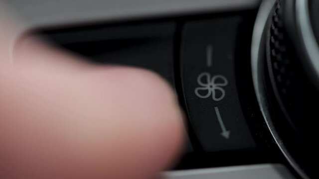 Button to switch on the autonomous heater in the car. Finger press the button to start the autonomous heater webasto