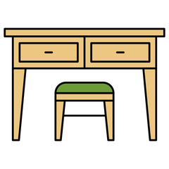 Hallway Table with Drawer and Console Concept vector icon design, Interior design Symbol, Home Office decoration Sign, Residential and Commercial Decor Elements stock illustration