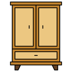 Retro Style Brown finish Wardrobe Concept Vector color line Icon Design, Interior design Symbol, Home Office decoration Sign, Residential and Commercial Decor Elements stock illustration