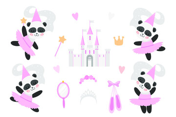 panda ballerina set on the white background © Katerin_vin