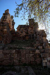 Naklejka premium ruins of the ancient city wall in Perge, near Antalya, Turkey