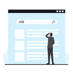 Obraz premium Man frustrating in front of search tab metaphor of job searching.