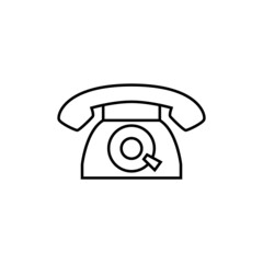 landline telephone, rotary phone icon in flat black line style, isolated on white 