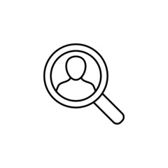 find man icon in flat black line style, isolated on white 
