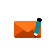 Envelope and pen icon in color icon, isolated on white background 