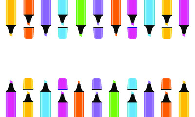 Elegant Background With Colorful Highlighter Pens