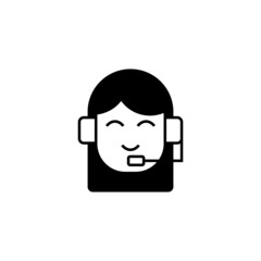 Customer service representative icon   in solid black flat shape glyph icon, isolated on white background 