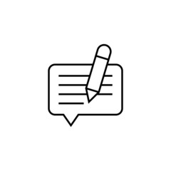 Write message icon in flat black line style, isolated on white 
