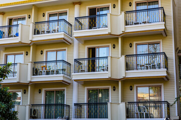 Facade of the modern residential building in elite district