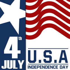 Independent day for USA banner with USA flag or America flag stripes Waving sharp corners and text on red background vector design. 