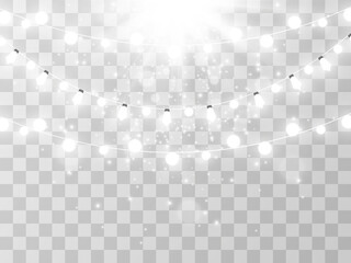 Vector illustration of a light garland on a transparent background.	
