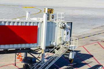 Airplane ladder at the airport in Antalya city, Turkey. Service vehicle