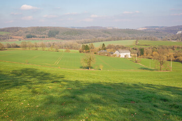 Fototapeta na wymiar Farmland on the hills in the Condroz near Warnant in the vicinity of Namur