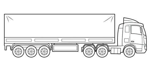 Heavy cargo truck illustration  - simple line art contour of vehicle.