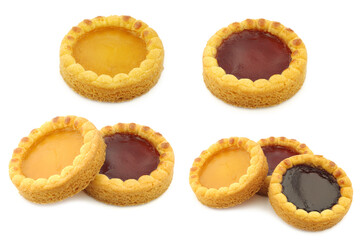 Filled fruitcakes on a white background