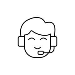 representative worker icon in flat black line style, isolated on white background 