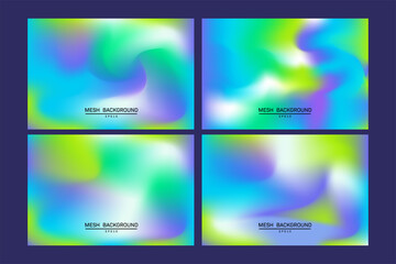 set of Creative concept vector multicolored blurred background. Gradient background with color transitions. Smooth and blurry colorful gradient mesh background. for landing page, book illustration.