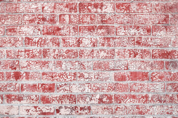 Old red brick wall grunge textured background or wallpaper.