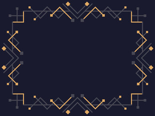 Art deco frame. Vintage linear border. Design a template for invitations, leaflets and greeting cards. Geometric golden frame. The style of the 1920s - 1930s. Vector illustration