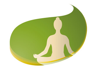 Yoga Silhouette in grün fließender Tropfenform