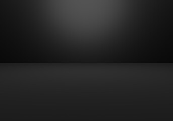 Fototapeta premium 3d rendering of empty black abstract minimal concept background. Scene for advertising, cosmetic ads, technology, show, food, website, banner, cream, fashion. Illustration. Product display. Dark tone