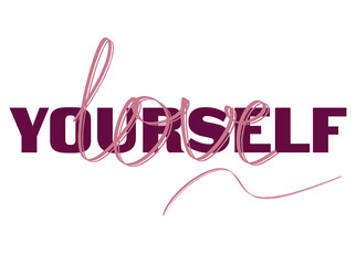 love yourself brushing calligraphies lettering Vector illustration . Vector illustration