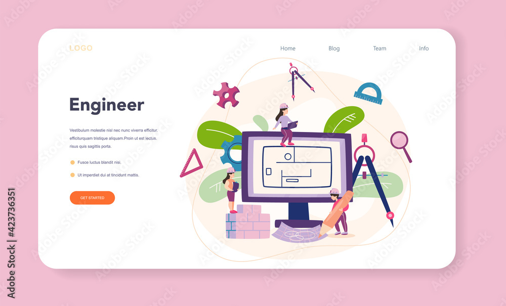 Wall mural architecture web banner or landing page. idea of building project