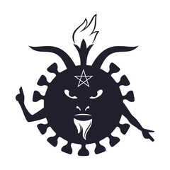 COVID-19 icon - virus as ancient evil demon