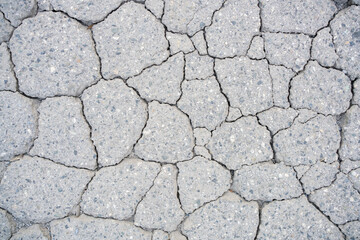 The ground dry and crack appearance as texture and pattern in the land.
