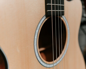 Obraz premium acoustic guitar close up