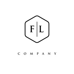 initial FL logo design vector