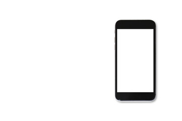 Smartphone blank white screen isolated on white background with clipping path. Mockup mobile phone empty screen.