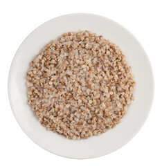 buckwheat porridge on a white plate