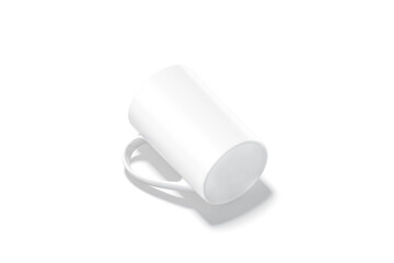 Blank ceramic narrow 11oz mug with handle mockup lying bottom