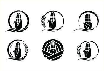 Fototapeta premium a collection of corn plantation logo icons 